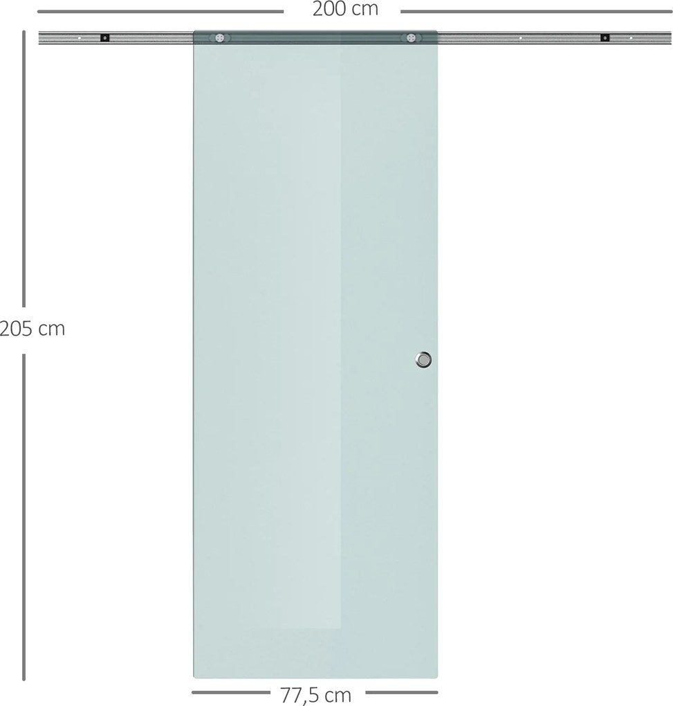 HOMCOM Drzwi Przesuwne Szklane Matowe 775 900 1025 x 2050 mm Nowoczesny Design do Wnętrz | Aosom PL