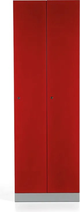 Metalowa szafka ubraniowa S1, 2-drzwiowa, 1800 x 600 x 500 mm, demontaż, zamek cylindryczny, drzwi czerwone