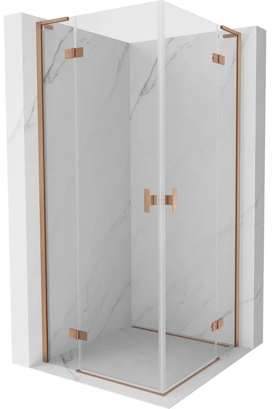 Mexen Mist-H L Duo kabina prysznicowa uchylna 75 x 75 cm, transparent, miedź szczotkowana - 8A5L-075L-075P-65-00