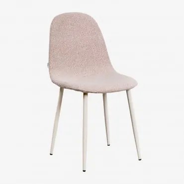 Krzesło Do Jadalni Glamm Deluxe Z Tkaniny Bouclé Kremowa & Bouclé Różowa - Sklum
