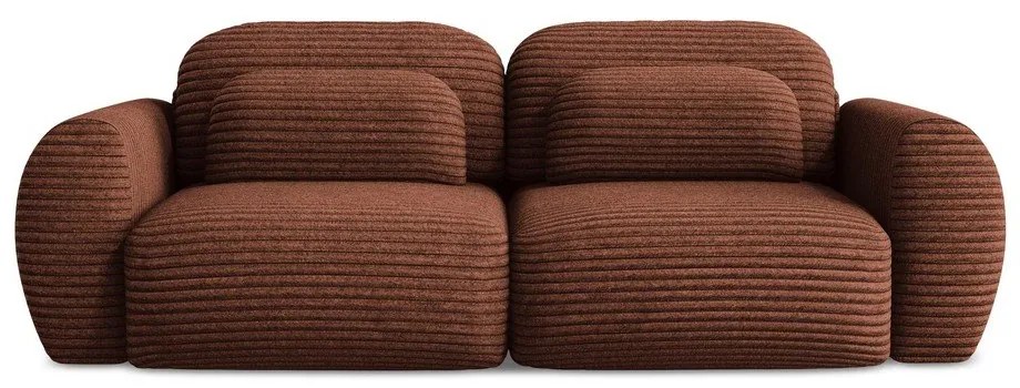 Sztruksowa rozkładana sofa w kolorze terakoty ze schowkiem266 cm Kini – Makamii