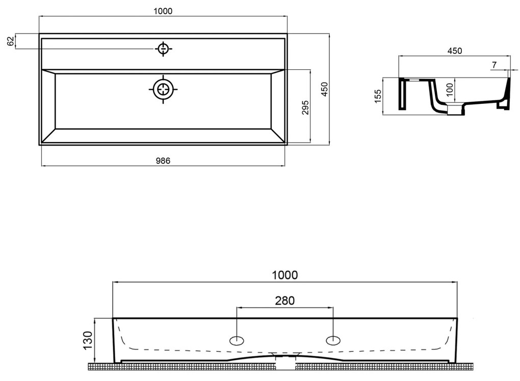 Umywalka ceramiczna nablatowa / wisząca różowa z półką i otworem na baterie 100 x 45 cm LERA pink