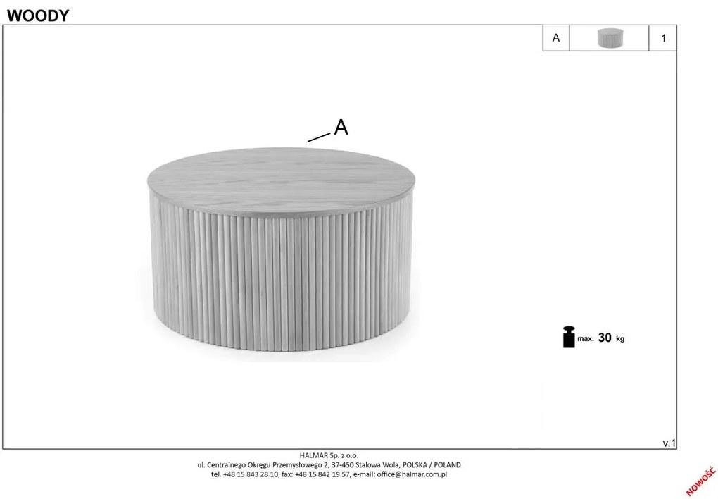Stolik kawowy WOODY 80x80 naturalny HALMAR