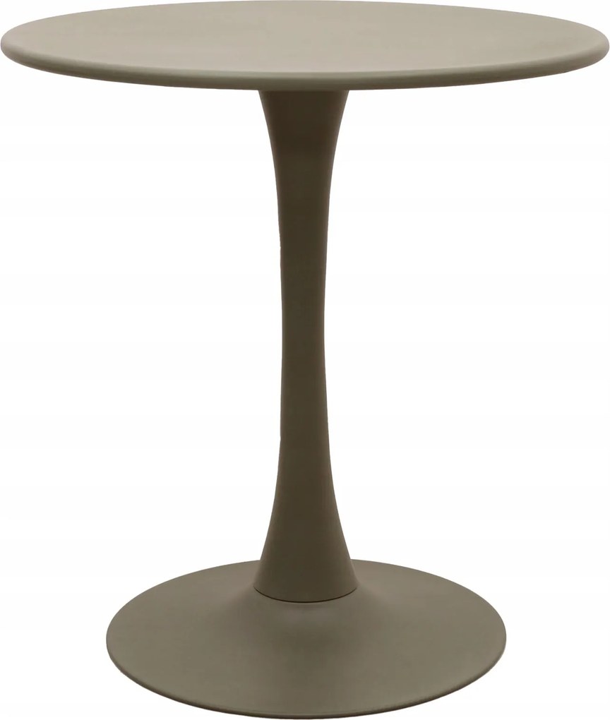 Stolik Ogrodowy Okrągły 70 cm Beżowy Metalowy Na Taras, Do Ogrodu, Kawiarni