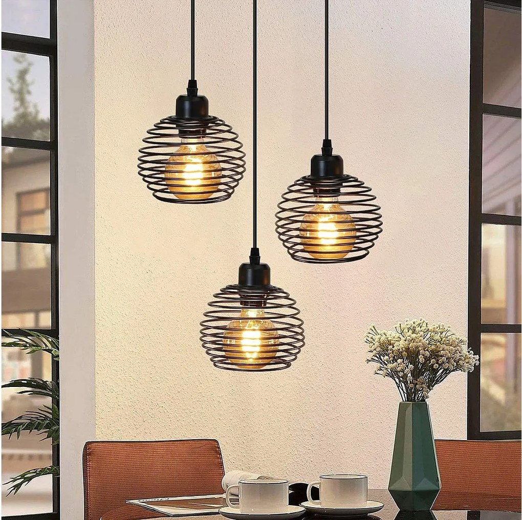 NETTLIFE Lampa wisząca czarna metalowa średnica 30cm E27 Vintage Retro industrialna lampa wisząca do kuchni do jadalni salon gabinet biuro restauracja