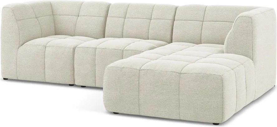 Beżowy narożnik z materiału bouclé (prawostronny/z szezlongiem) Aloha – Makamii