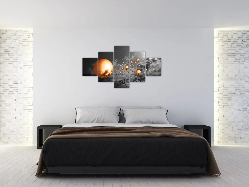 Obraz pomarańczowych abstrakcyjnych kul (125x70 cm)