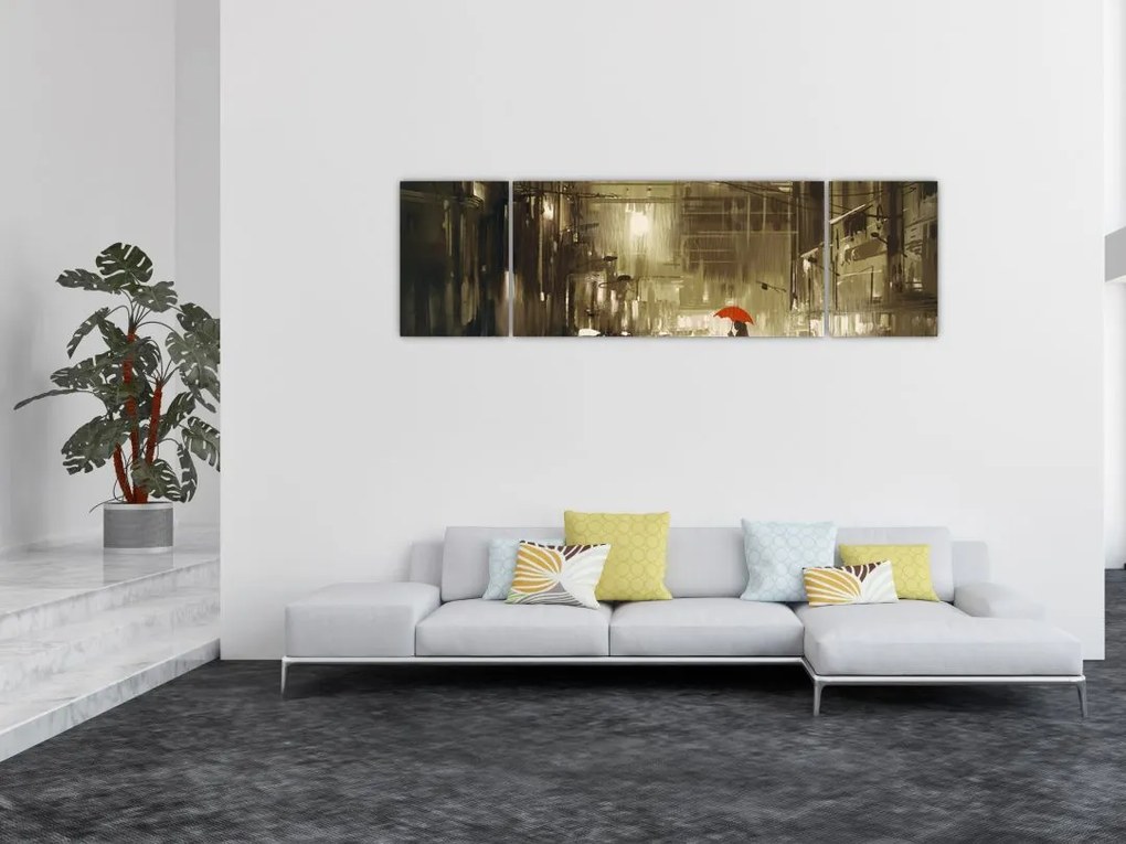 Obraz - Kobieta w deszczową noc (170x50 cm)