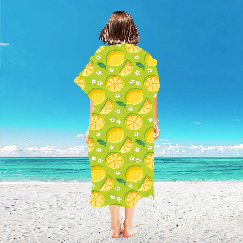 Ponczo plażowe LEMONS zielone 80x145 cm