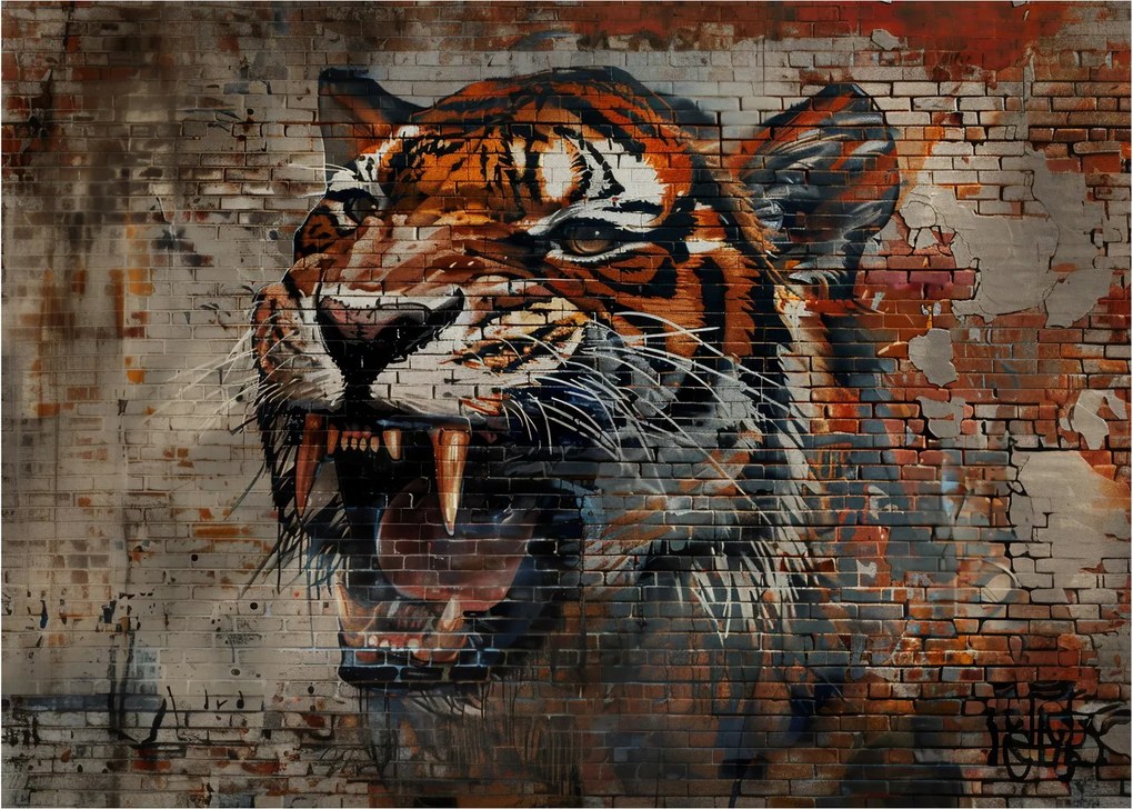 Obraz - Tygrys z cegieł (70x50 cm)