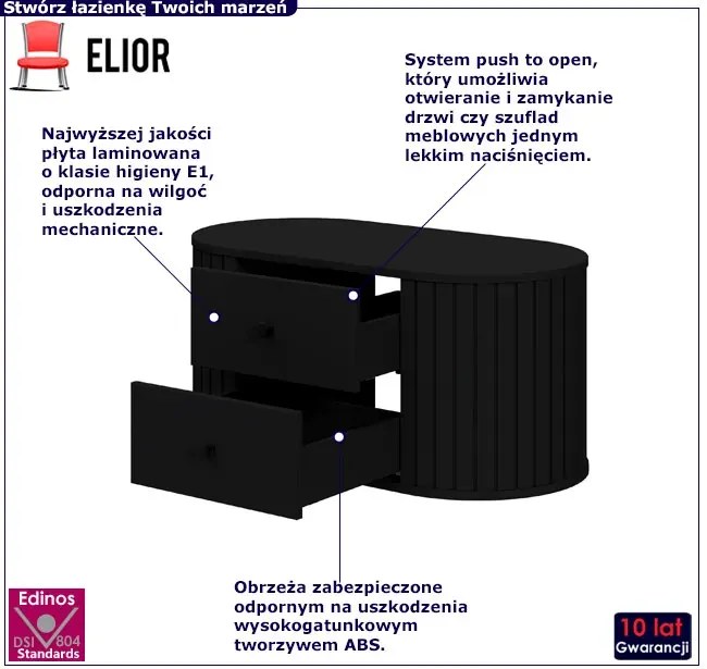 Czarna szafka łazienkowa pod umywalkę K8-G92