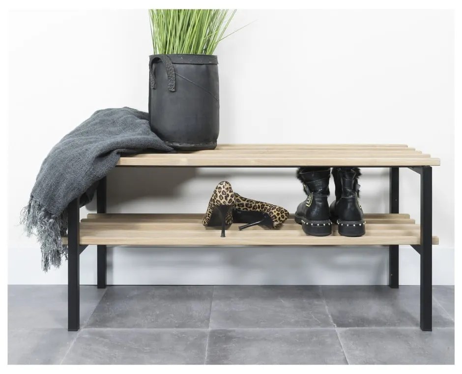 Czarna/w naturalnym kolorze metalowa szafka na buty 100x45x34 cm Rizzoli – Spinder Design