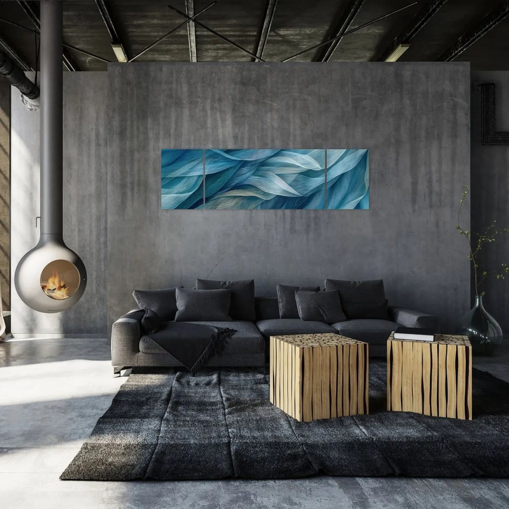 Obraz - Niebieskie i białe fale (170x50 cm)