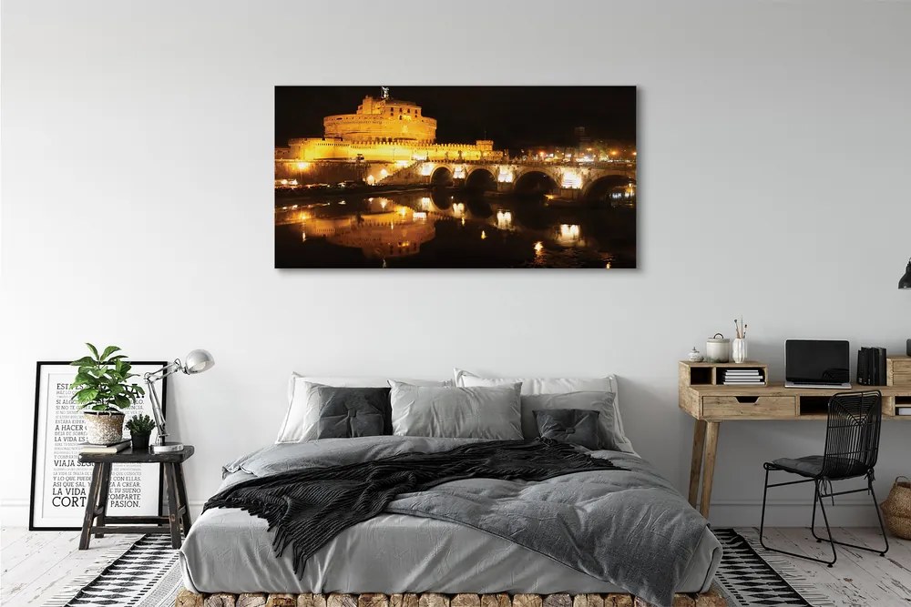 Obraz drukowany na płótnie Nocne Mosty nad Tybrem