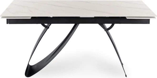 Zestaw Stół Rozkładany DEVON 160-220 cm Biały Marmur/Czarny i 4 Krzesła CITY Kremowe
