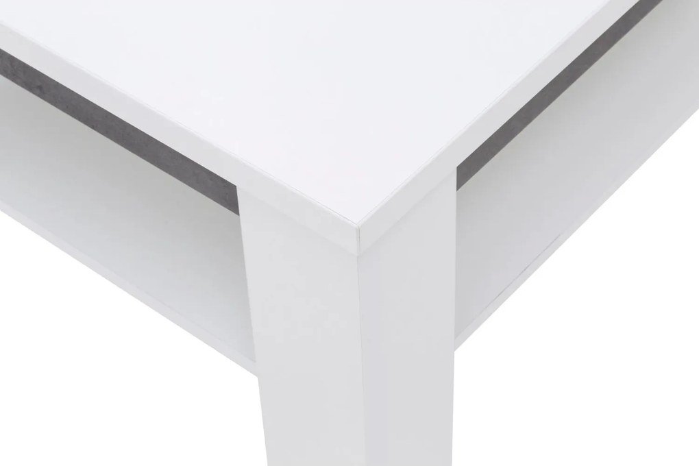 Ława z Półką do Salonu NOVO 102 cm Biała / beton Nowoczesna