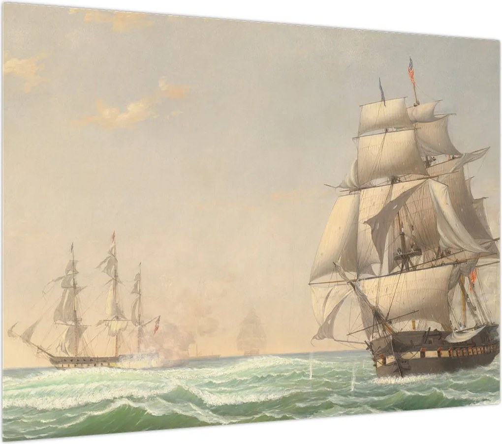 Obraz - Fitz Henry Lane, The United States Frigate President Engaging the British Squadron, reprodukcje (70x50 cm)