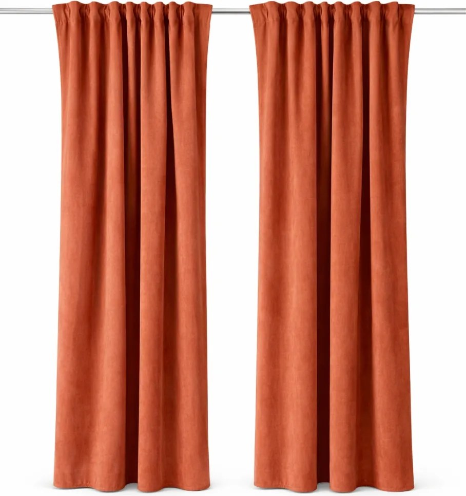 Gruba zasłona z weluru w kolorze terakota Werona