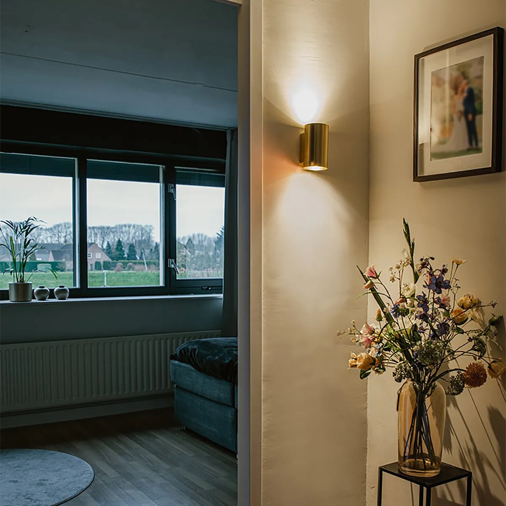 Inteligentna lampa ścienna złota okrągła z 2 żarówkami WiFi GU10 - Sandy Nowoczesny Oswietlenie wewnetrzne