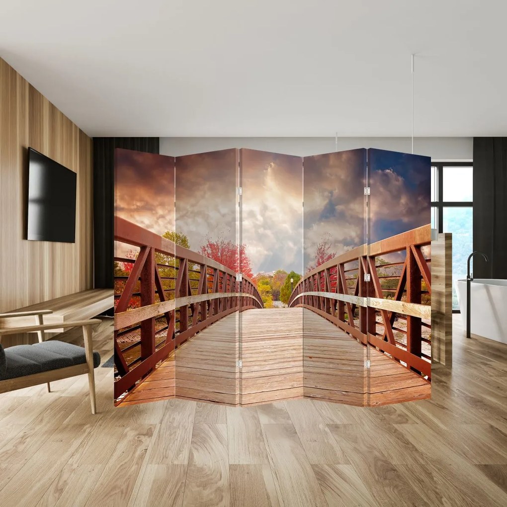 Parawan - Drewniany most (210x170 cm)