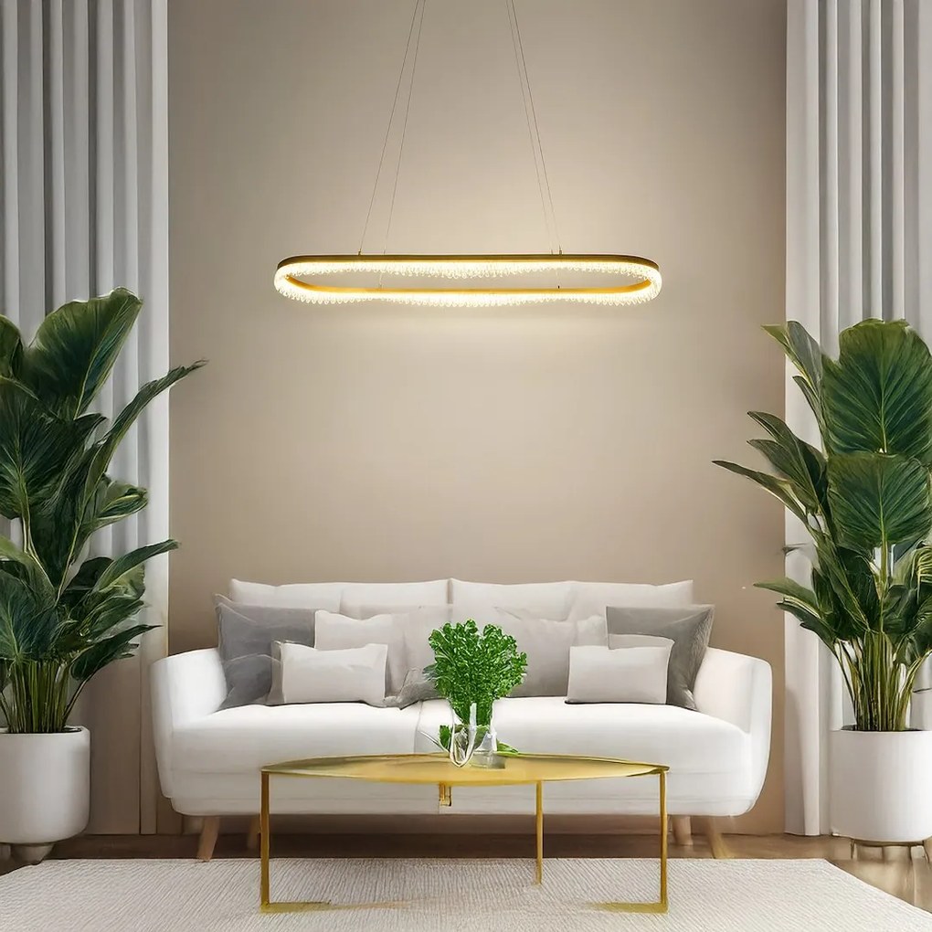 Lampa wisząca złota, kryształki PRECIOSA 45W LED