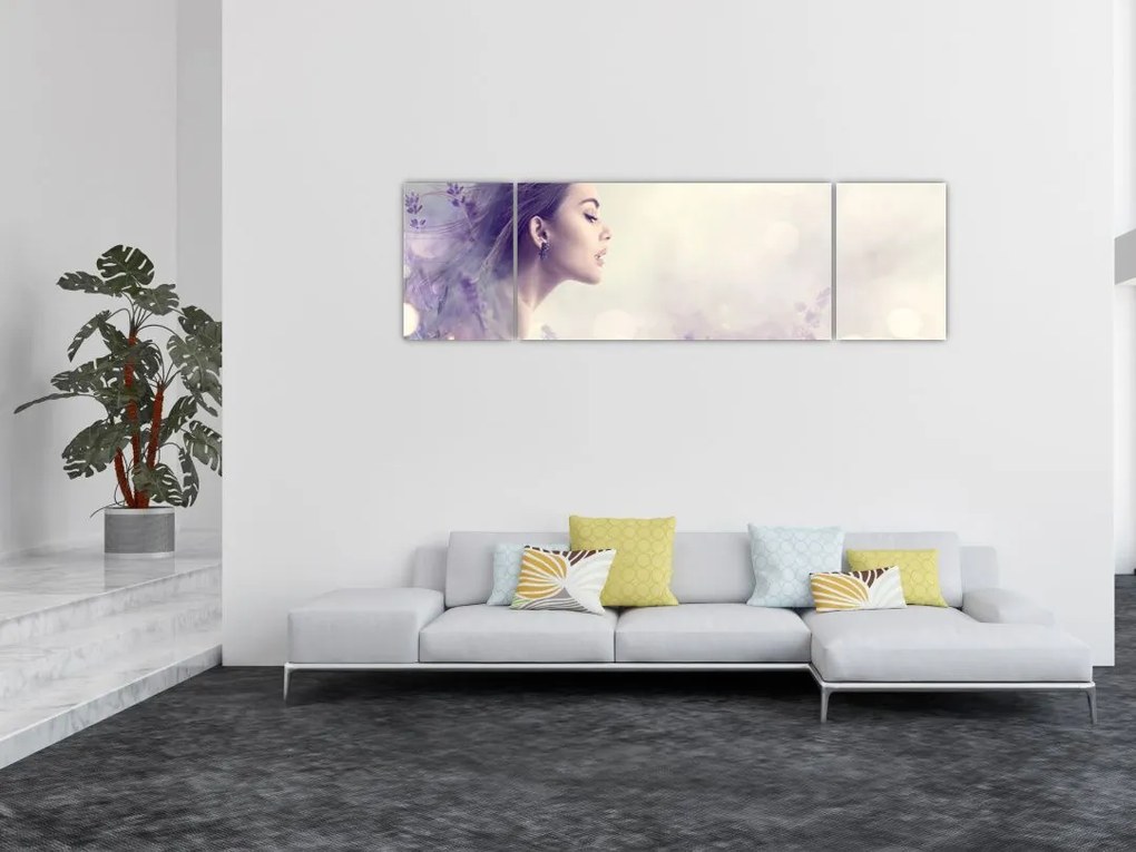 Obraz kobiety z lawendą (170x50 cm)