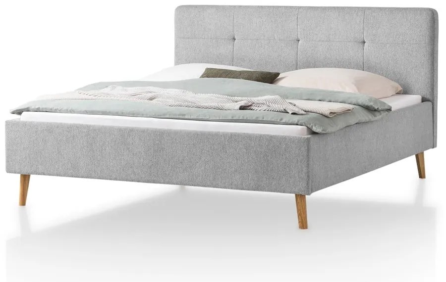 Jasnoszare tapicerowane łóżko dwuosobowe 180x200 cm Smart – Meise Möbel