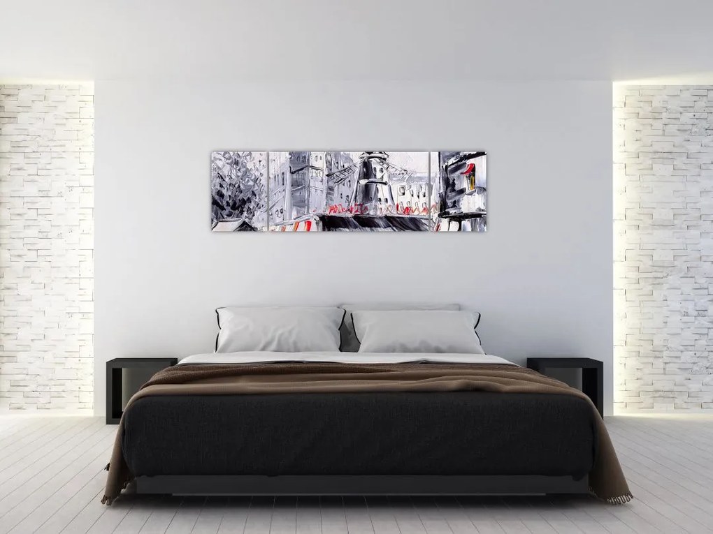 Obraz - Ulica w Paryżu, obraz olejny (170x50 cm)