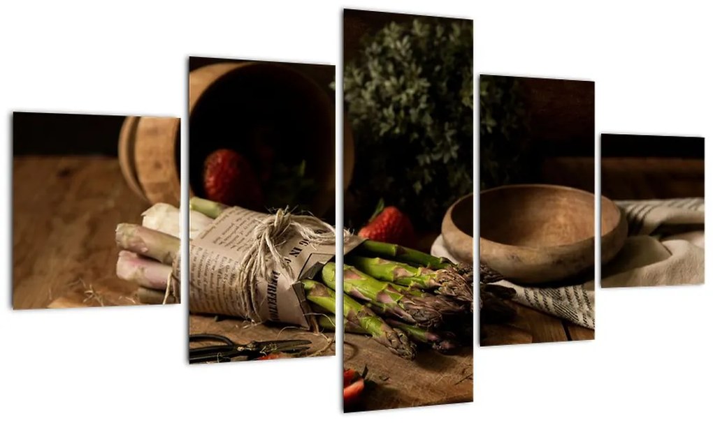 Obraz szparagów na stole (125x70 cm)