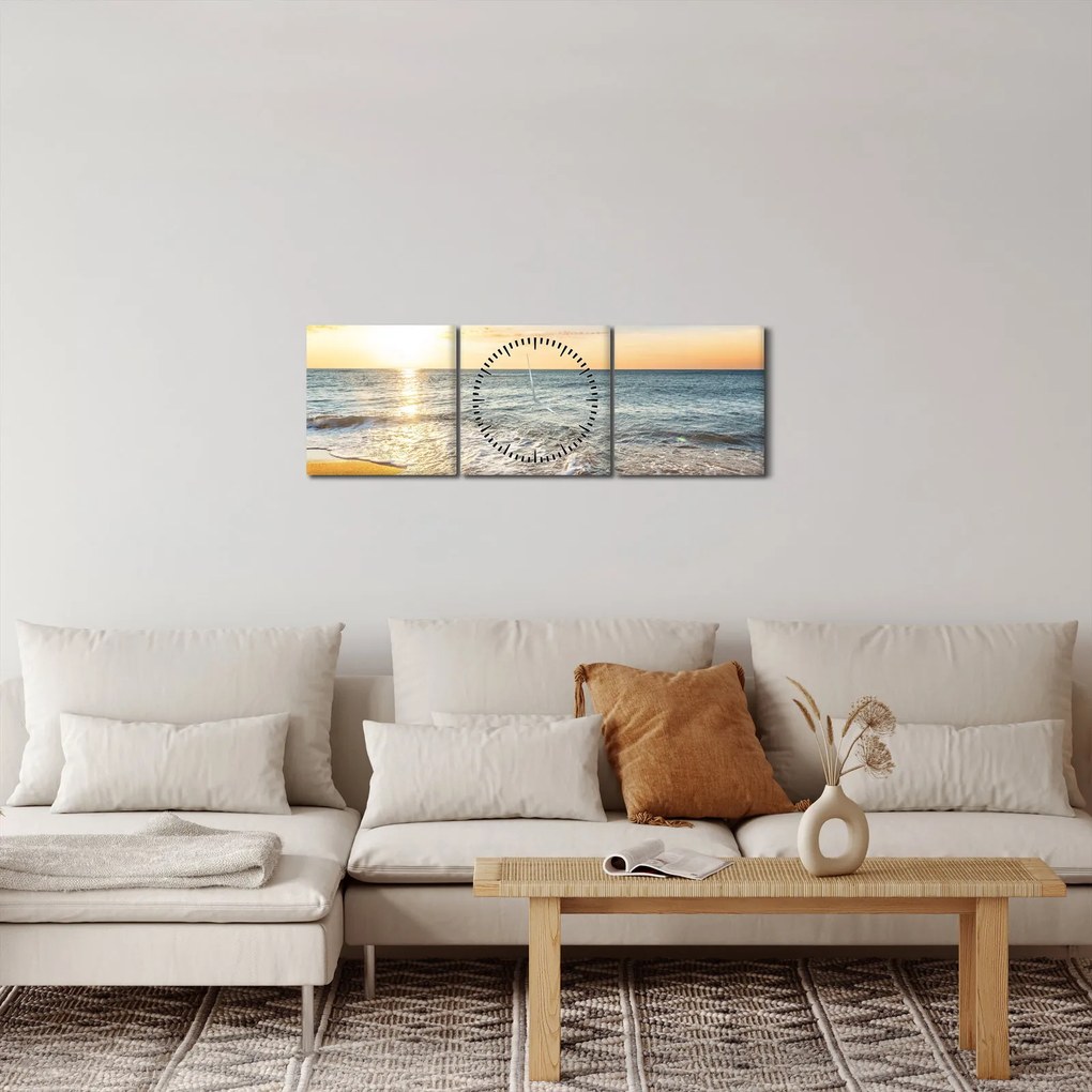 Obraz - Wschód słońca (z zegarem) (90x30 cm)