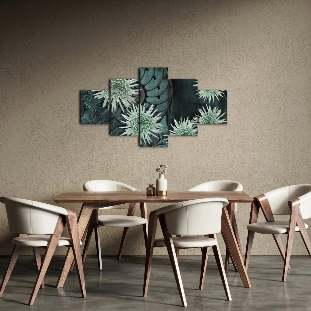 Obraz - Zielone kwiaty (125x70 cm)