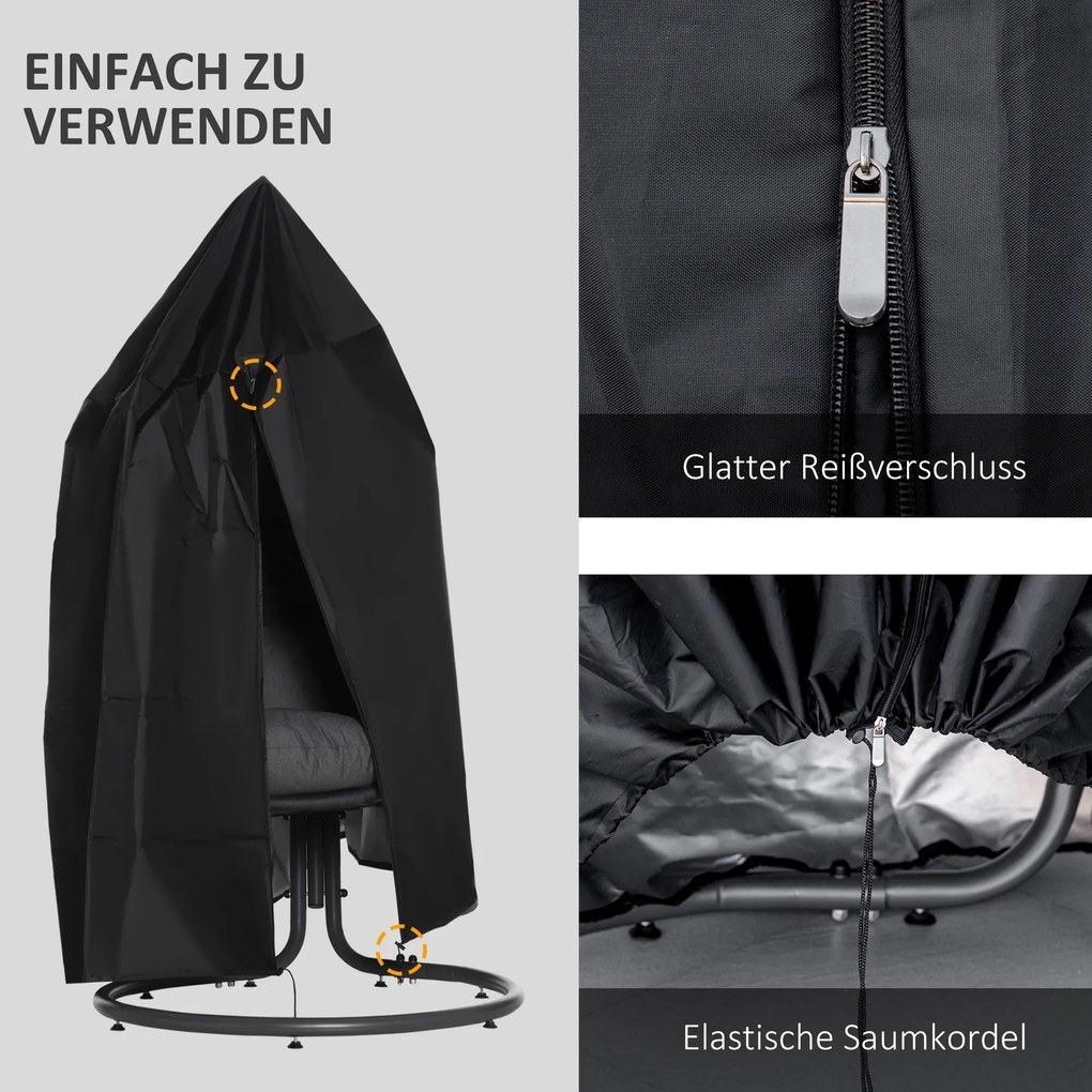 Outsunny pokrowiec na fotel wiszący wodoodporny 115x115x190 cm czarny | Aosom PL