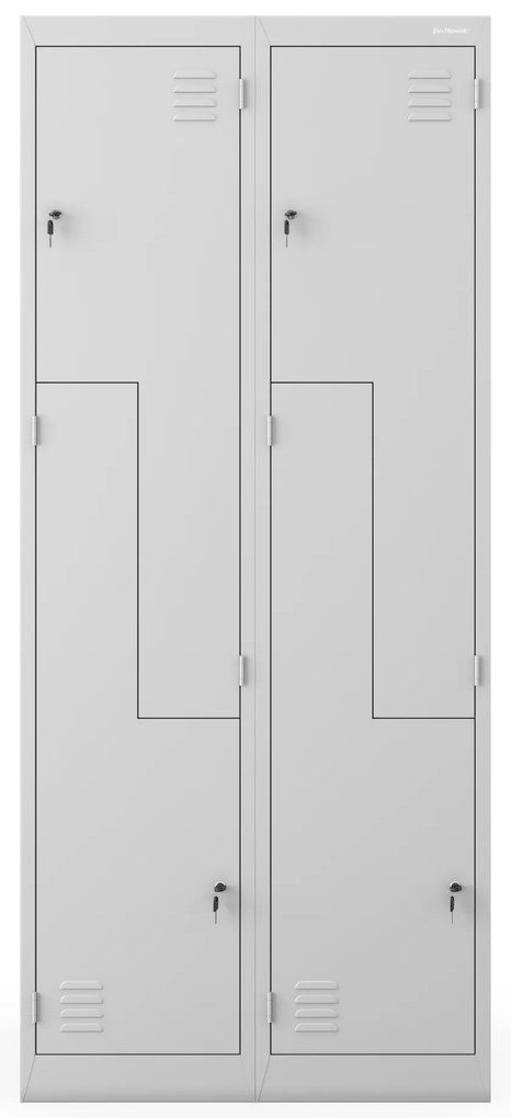 Szafa socjalna BHP na odzież czterokomorowa JULIA, 800 x 1850 x 450 mm, szara