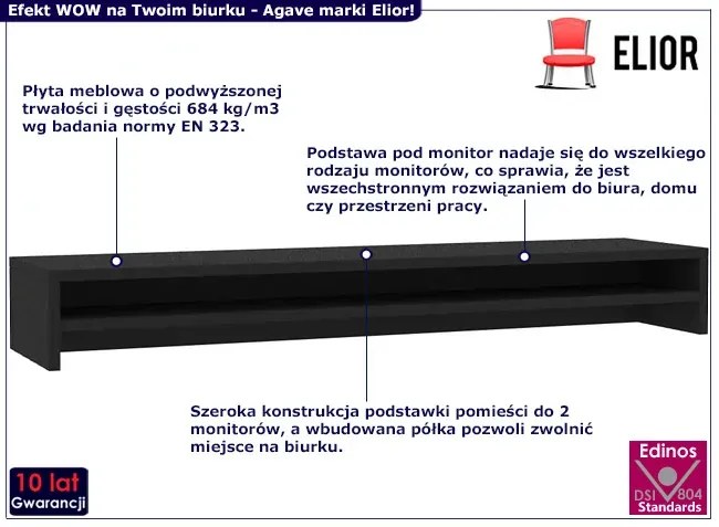 Czarna klasyczna półka na biurko B9-N13