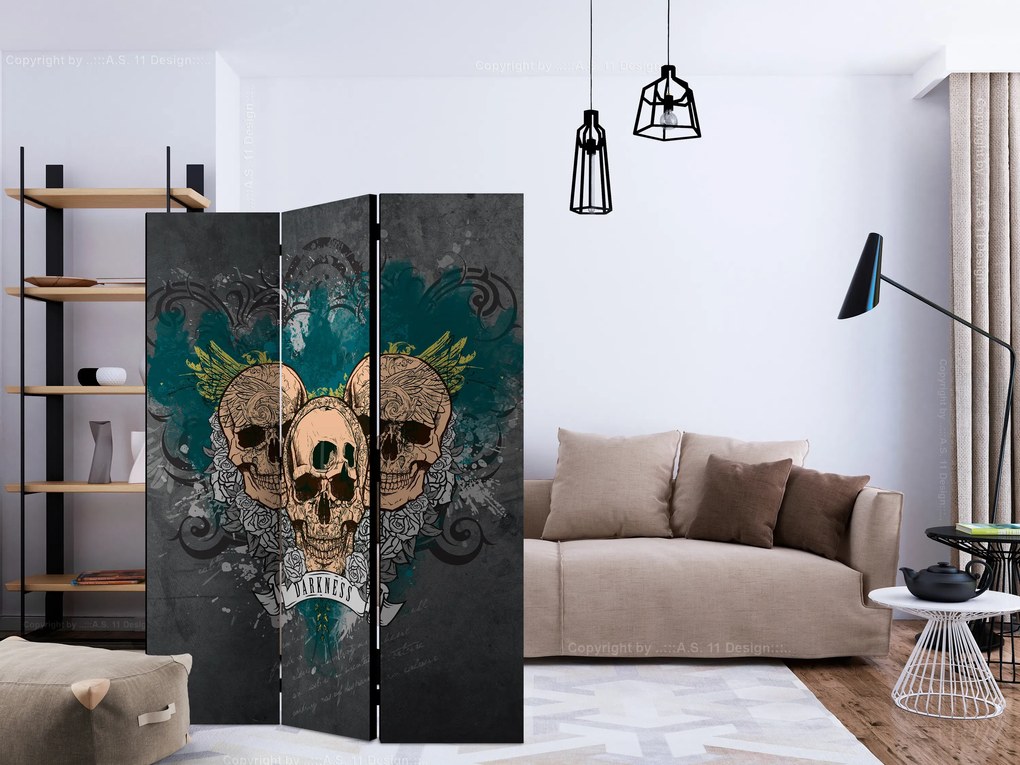 Parawan dwustronny Abstrakcje 135x172 cm 3-częściowy szary ARTGEIST B