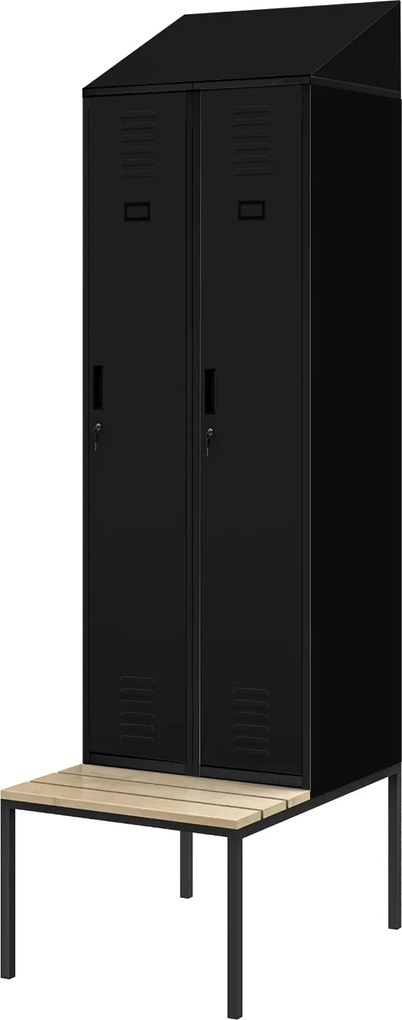 Szatnia z ławeczką i daszkiem Kacper II PRO 60x85x229,5 cm, czarna