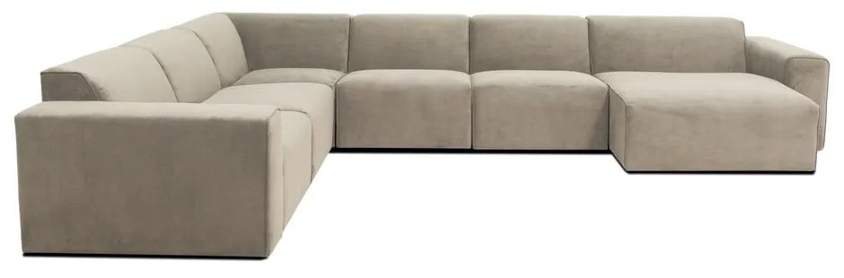 Beżowa sztruksowa sofa modułowa w kształcie litery "U" Scandic Sting, prawostronna