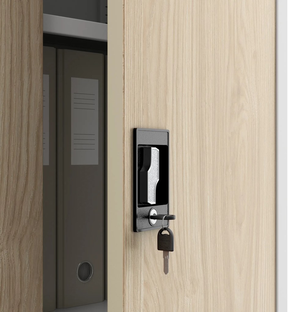 Szafa biurowa na dokumenty biała/ dąb sonoma: Eco Design JAN, 900 x 1850 x 400 mm