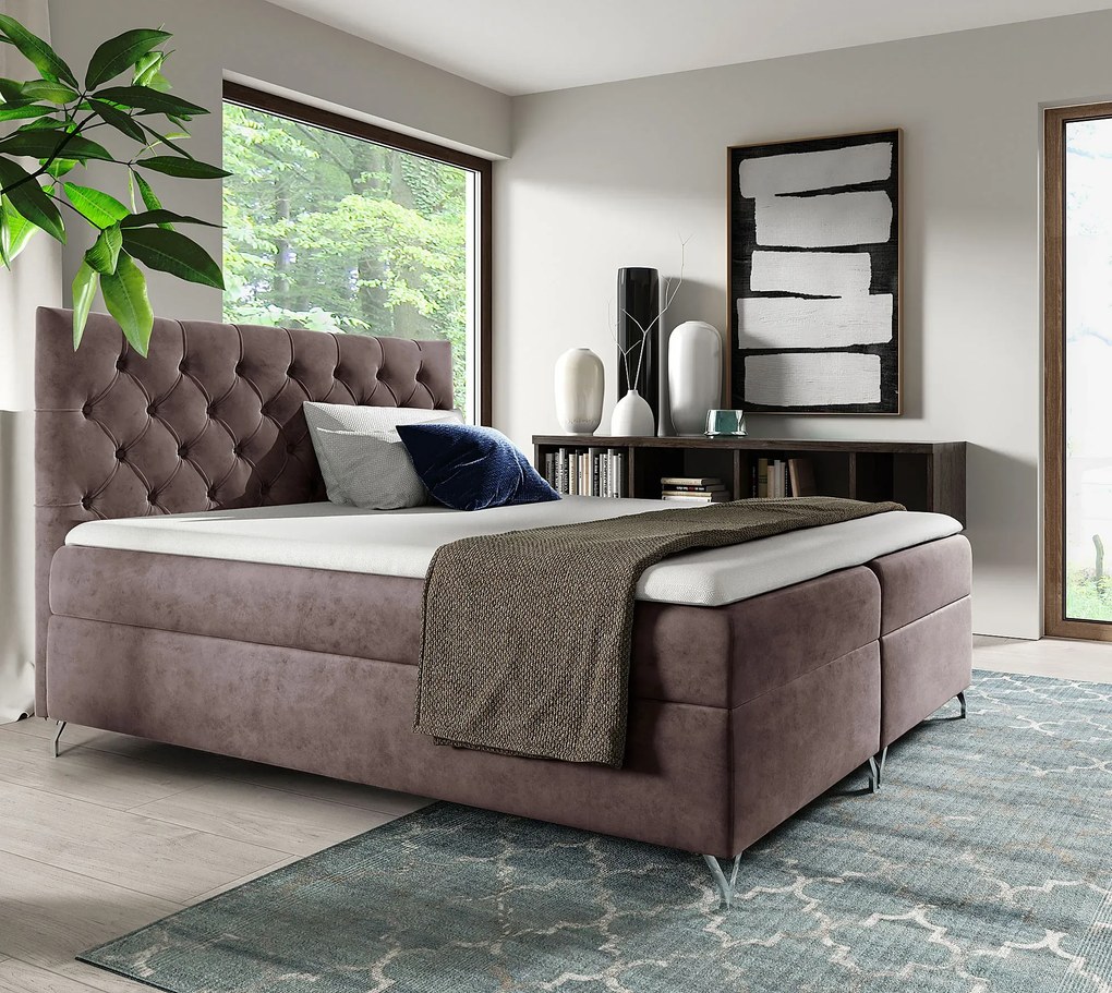 Brązowe łóżko kontynentalne 5 rozmiarów A5-H12