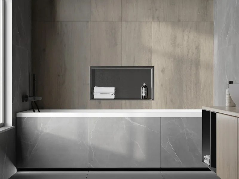 Mexen X-Wall-R półka wnękowa z kołnierzem 60 x 30 cm, gun gray szczotkowany - 19E0603010
