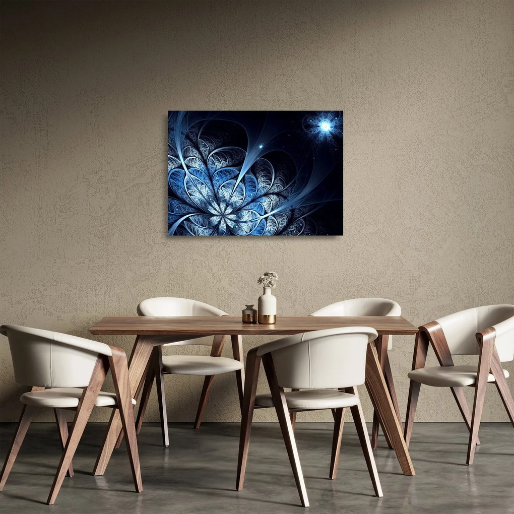 Obraz na szkle ciemnoniebieskiego kwiatu (70x50 cm)