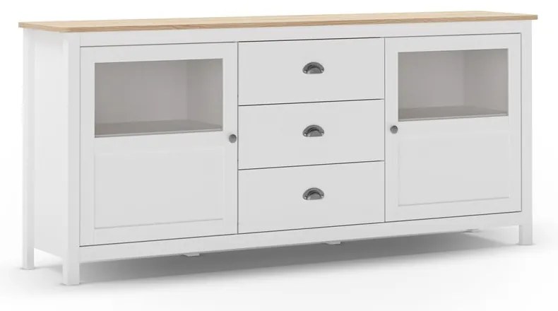 Biała niska komoda z litego drewna sosnowego 180x80 cm Misti – Marckeric