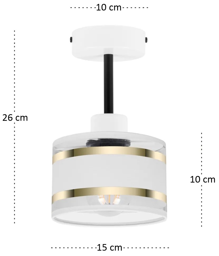 Lampa sufitowa biała jednopunktowy spot z białym abażurem T-1010WE-WE