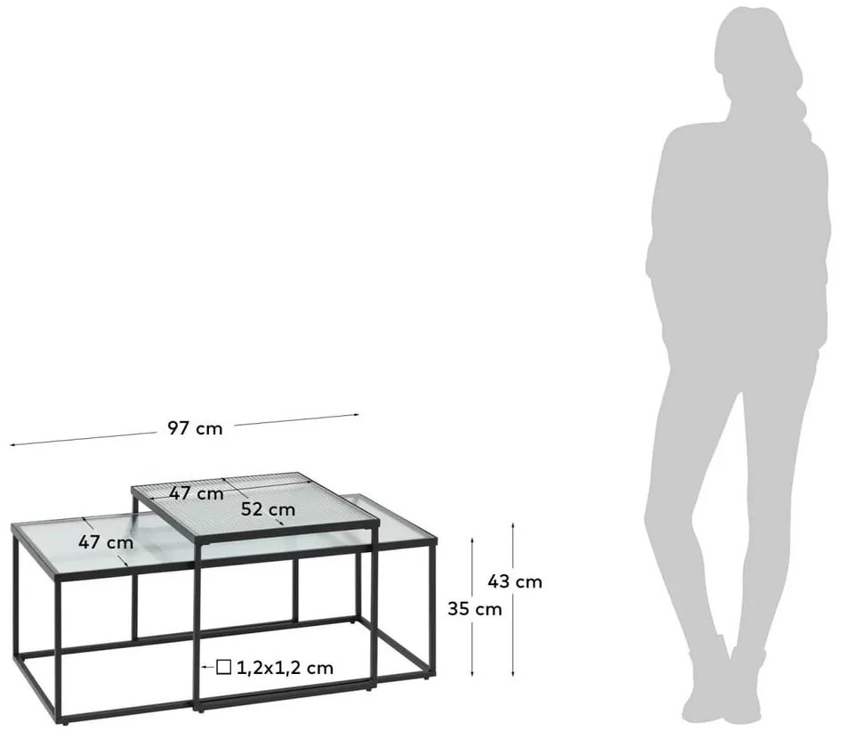 Czarne szklane stoliki zestaw 2 szt. 55x100 cm Akemi – Kave Home