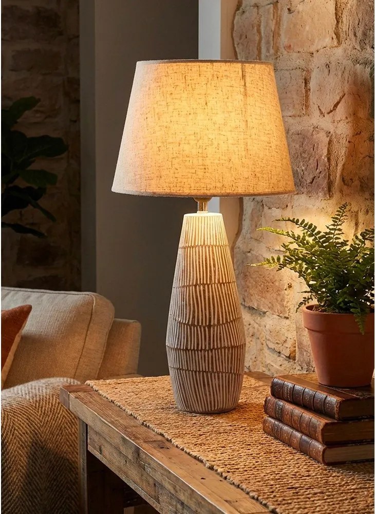 Kremowa lampa stołowa z tekstylnym kloszem (wysokość 69,5 cm) Hanoi – Mauro Ferretti