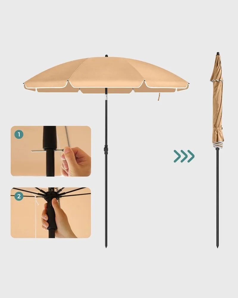 Parasol SOLARA, Ø160 cm, jasnobrązowy (taupe) SongmicsHome