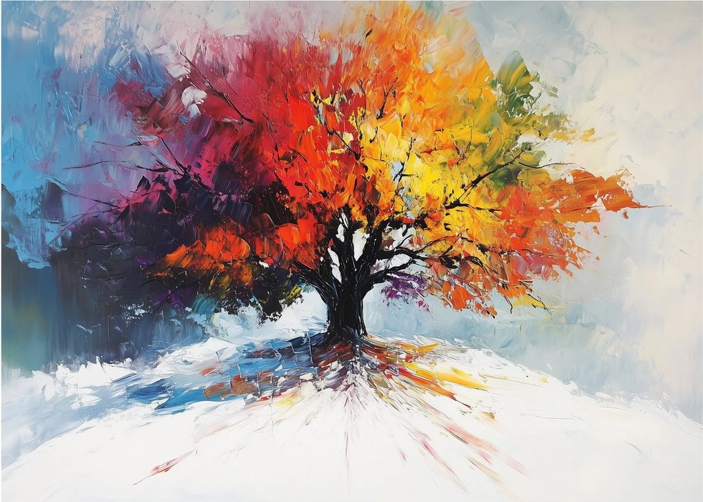 Obraz - Kolorowe drzewo (70x50 cm)