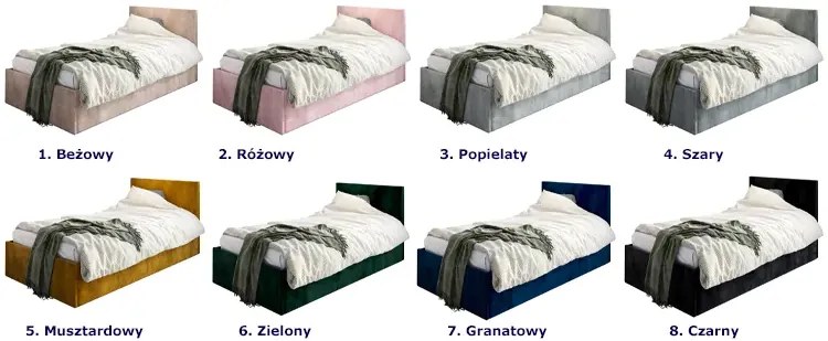 Granatowe tapicerowane łóżko z pojemnikiem Huzox 3X - 4 rozmiary
