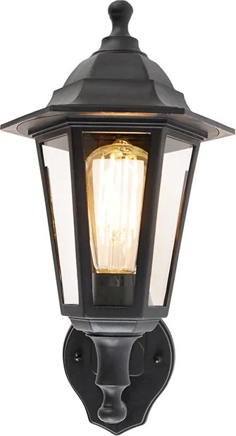 Klasyczna lampa ścienna zewnętrzna czarna z czujnikiem ruchu - New Haven