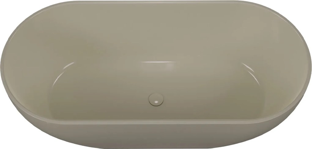 Massi Wanna wolnostojąca owalna z konglomeratu 160 x 75 cm RONA Beige mat / połysk przelew typu SLIM cienki rant